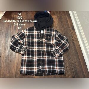 Hooded Fleece Button Down Shirt
